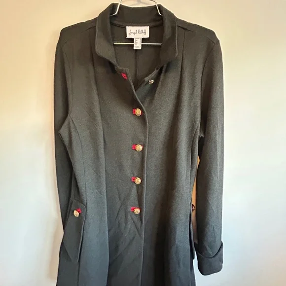 Joseph Ribkoff Military Coat, 3/4 length, Charcoal with red accents Size 12 - Picture 9 of 15